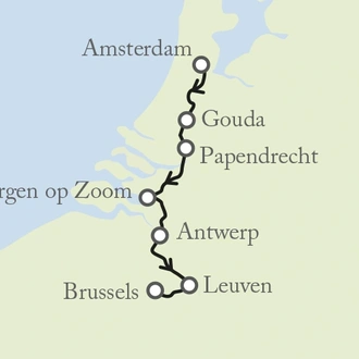 tourhub | Exodus | Cycling from Amsterdam to Brussels | Tour Map