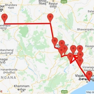 tourhub | Agora Voyages | Nagpur to Vizag Tribal Villages & Tiger Safari | Tour Map