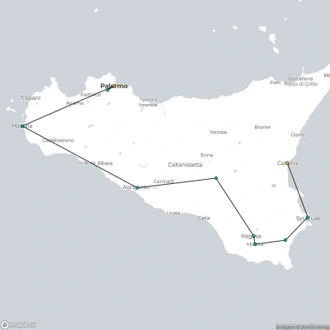 tourhub | Click Tours | Sicilian Adventure: Catania to Palermo - 6 Days | Tour Map