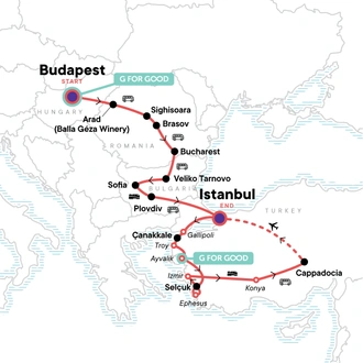 tourhub | G Adventures | Highlights of Eastern Europe & Turkey | Tour Map