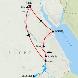 tourhub | On The Go Tours | Cairo, Nile Valley & Red Sea Resort 5 star - 10 days | Tour Map