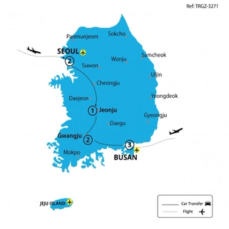 tourhub | Tweet World Travel | Highlights Of Korea | Tour Map