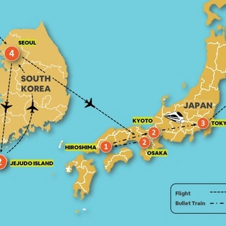 tourhub | Tweet World Travel | Japan & South Korea Cherry Blossom Small Group Tour | Tour Map