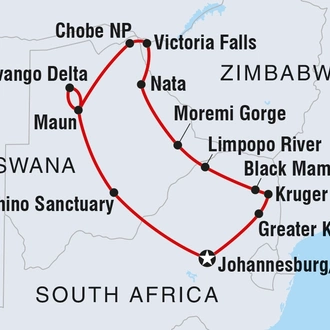 tourhub | Intrepid Travel | Experience Southern Africa | Tour Map