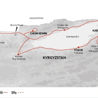 tourhub | Explore! | Walking in Kyrgyzstan | Tour Map