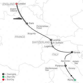 tourhub | Globus | European Escape with London | Tour Map