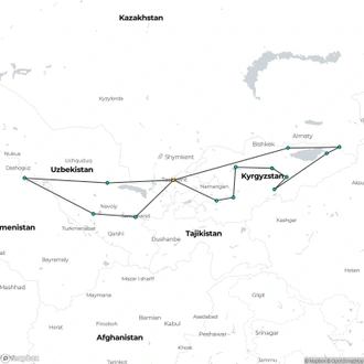 tourhub | Sundowners Overland | Silk Road Adventure | Tour Map