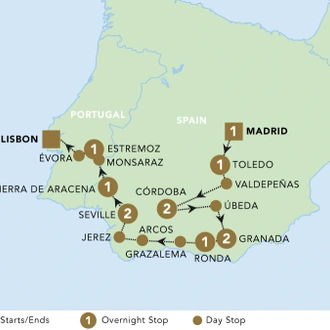 tourhub | Blue-Roads Touring | Iberian Inspiration 2025 | Tour Map
