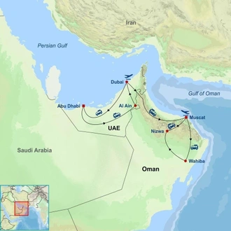 tourhub | Indus Travels | Unforgettable UAE and Oman | Tour Map