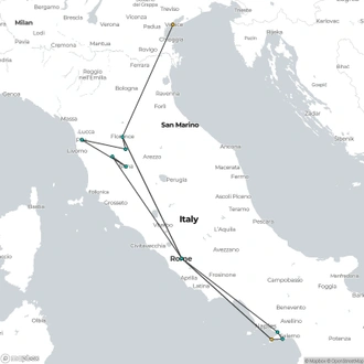 tourhub | Omega Tours | Italian Wonders: Venice to the Amalfi Coast - 2024 | Tour Map