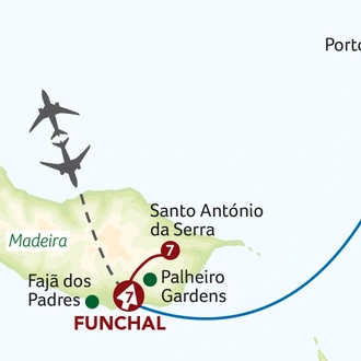 tourhub | Titan Travel | Contrasts of Madeira with Porto Santo and the Splendours of Funchal | Tour Map