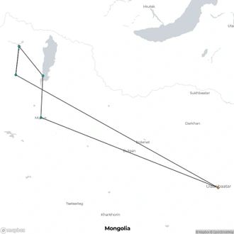 tourhub | Crooked Compass | Reindeer Tribes of Mongolia | Tour Map