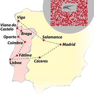 tourhub | VPT TOURS | 7 days Castilla, Galicia & Portugal from Madrid (Fridays) | Tour Map