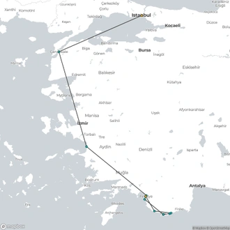 tourhub | Fez Travel | 2024 - Turkey Prelude & Gulet | Tour Map