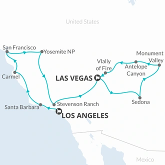 tourhub | Bamba Travel | Magnificent West 8D/7N (From Los Angeles) | Tour Map
