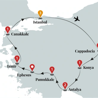 tourhub | Ciconia Exclusive Journeys | Essential Turkey Luxury Tour | Tour Map