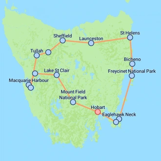 tourhub | On The Go Tours | Totally Tasmania - 6 days | Tour Map