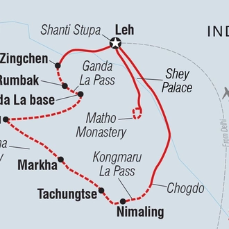 tourhub | Intrepid Travel | India: Trekking in Ladakh | Tour Map