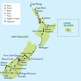 tourhub | Travelsphere | Discover New Zealand with Cook Islands add-on | Tour Map