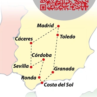tourhub | VPT TOURS | 6 days Andalucia with Toledo from Madrid (Saturdays) | Tour Map