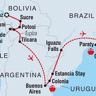 tourhub | Intrepid Travel | Explore Bolivia to Brazil | Tour Map