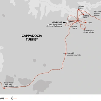 tourhub | Explore! | Walking in Cappadocia | Tour Map