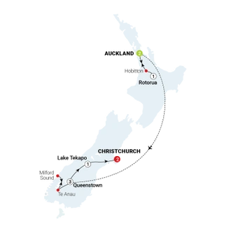 tourhub | AAT Kings | Contrasts of New Zealand | Tour Map