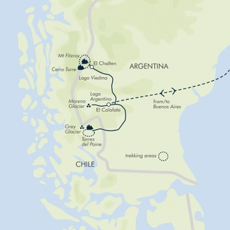 tourhub | Exodus | Classic Patagonia Treks (2025) | Tour Map