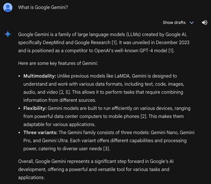 Google Gemini prompt example