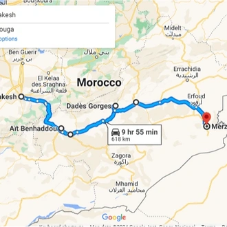 tourhub | Morocco Trips Services | 3 Days Private Merzouga Desert Tour from Marrakesh | Tour Map