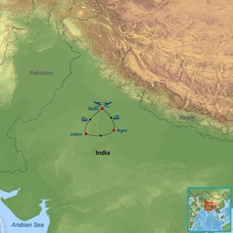 tourhub | Indus Travels | Golden Triangle of India | Tour Map