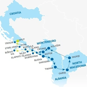tourhub | Kompas | Gorgeous Balkan with Deluxe Adriatic  Cruise from Dubrovnik to Split | Tour Map