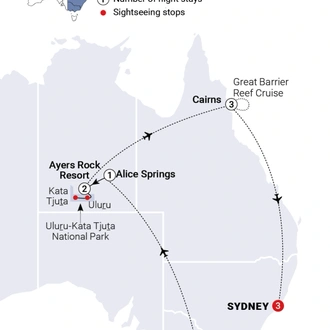 tourhub | AAT Kings | Australian Highlights | Tour Map