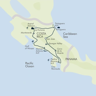 tourhub | Exodus | Discover Costa Rica | Tour Map