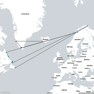 tourhub | HX Hurtigruten Expeditions | Greenland, Labrador and Newfoundland – Encounters at the Edge | Tour Map