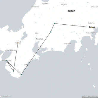 tourhub | The Natural Adventure | Walking the Kumano Kodo and Nakasendo Trails | Tour Map