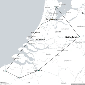 tourhub | Riviera Travel | Bruges, Medieval Flanders, Amsterdam & The Dutch Bulbfields - MS Oscar Wilde | Tour Map