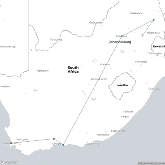 tourhub | ATC South Africa | Cape Town Kruger and Garden Route, Self-Drive | Tour Map