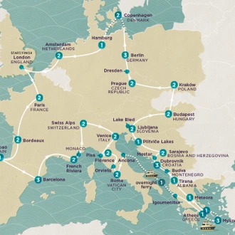 tourhub | Topdeck | Get Social: Mega European 2025 | Tour Map