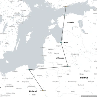 tourhub | Expat Explore Travel | Helsinki To Warsaw New Year | Tour Map