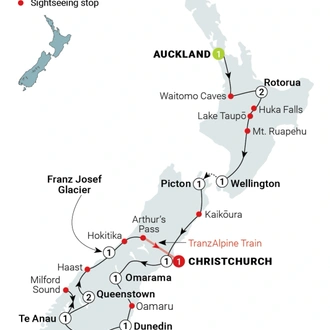 tourhub | AAT Kings | New Zealand Vista | Tour Map