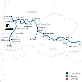 tourhub | Avalon Waterways | Enchanted Europe (Eastbound) (Tranquility II) | Tour Map