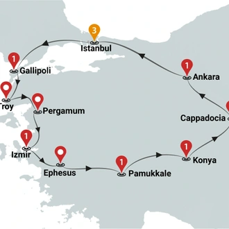 tourhub | Ciconia Exclusive Journeys | Highlights of Turkey Luxury Tour | Tour Map