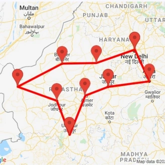 tourhub | GeTS Holidays | INCREDIBLE RAJASTHAN TOUR | Tour Map