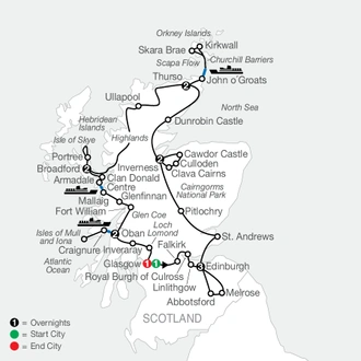 tourhub | Globus | Scottish Highlands & Islands | Tour Map
