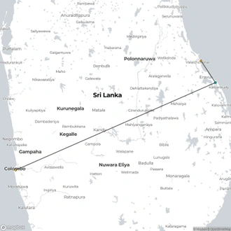 tourhub | Ceylon Travel Dream | 3 Day Passikudah Tour From Colombo | Tour Map