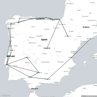 tourhub | Omega Tours | Iberian Grand Tour: Spain & Portugal | Tour Map