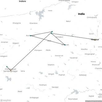 tourhub | Agora Voyages | Heritage and Wildlife Odyssey: Nagpur to Aurangabad Expedition | Tour Map