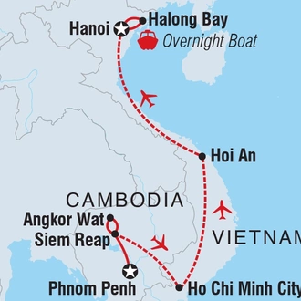 tourhub | Intrepid Travel | Cambodia & Vietnam Discovery | Tour Map