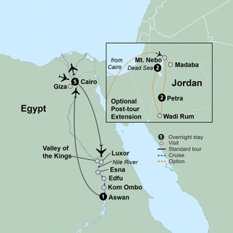 tourhub | Collette | Treasures of Egypt  | Tour Map